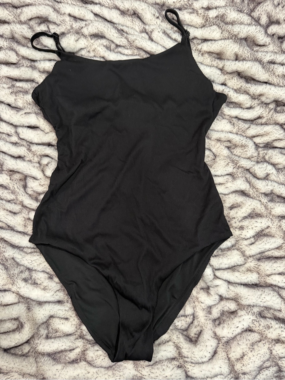 aerie Black Ribbed One-Piece Swimsuit
